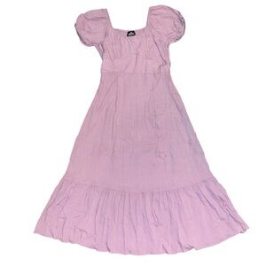 Angie Mauve Rose Maxi Sundress Festival NWT Ladies Large Boho Ruffle Smocked